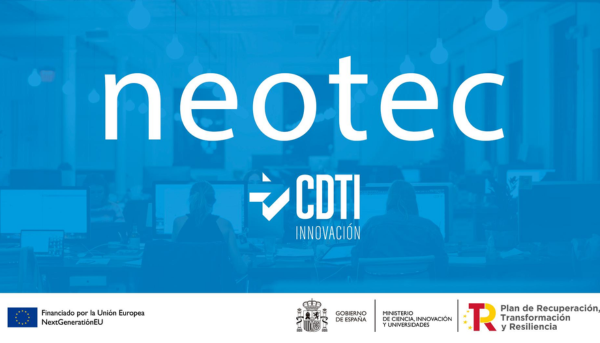 Logotipo de la Convocatoria NEOTEC 2025 del CDTI Innovación, financiada por NextGenerationEU